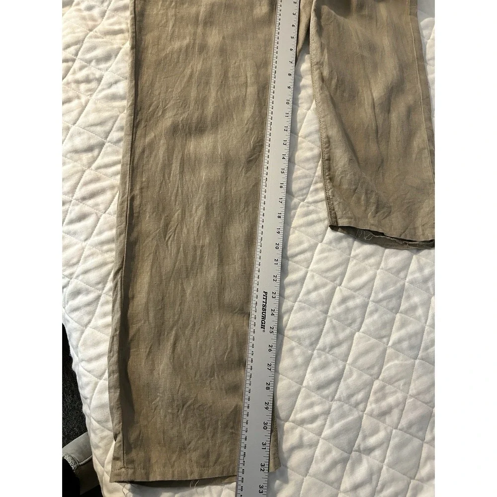 John Varvatos USA Linen Trousers 36 Regular Khaki Quiet‎ Luxury Coastal Resort